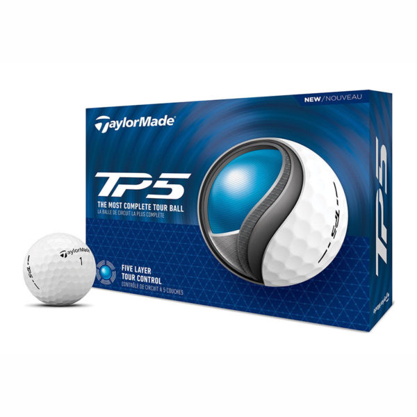5 boîtes + 2 offertes de balles de golf Taylor Made TP5